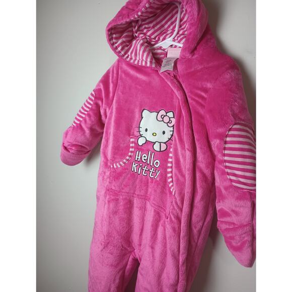 Hello Kitty Vintage Snow Suit Winter Bunting Pink Fleece Infant Size 24 Months - Picture 2 of 6